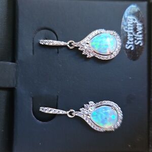 Sterling Silver Opal Drop Earrings